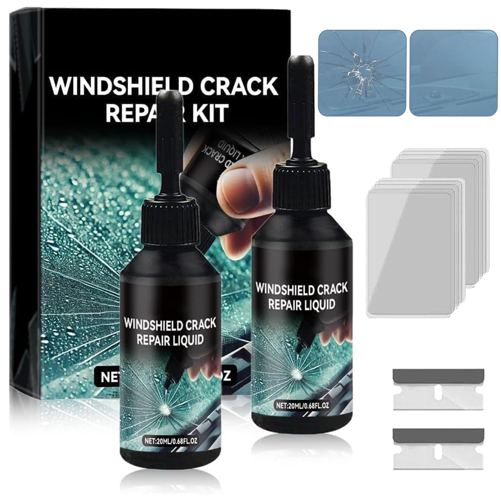 Windschutzscheiben Reparaturset - 2-tlg. Kit Für Risse Und Steinschläge