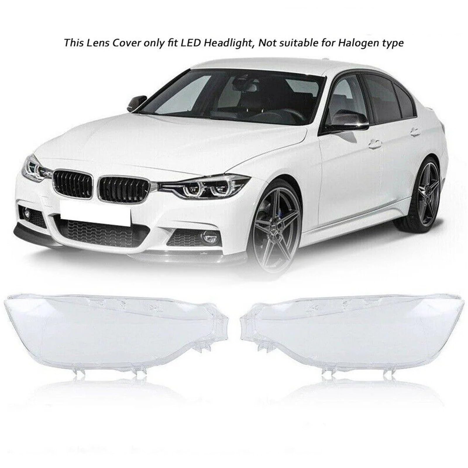 Faro Anteriore Copri Per Bmw F30 F31 Serie 3 2016 2017 2018 2019 Auto Faro Lente Paralume In Vetro Proiettore A Led Copriobiettivo Copertura Del Faro Borsette Guscio Lampada Anteriore(Right)