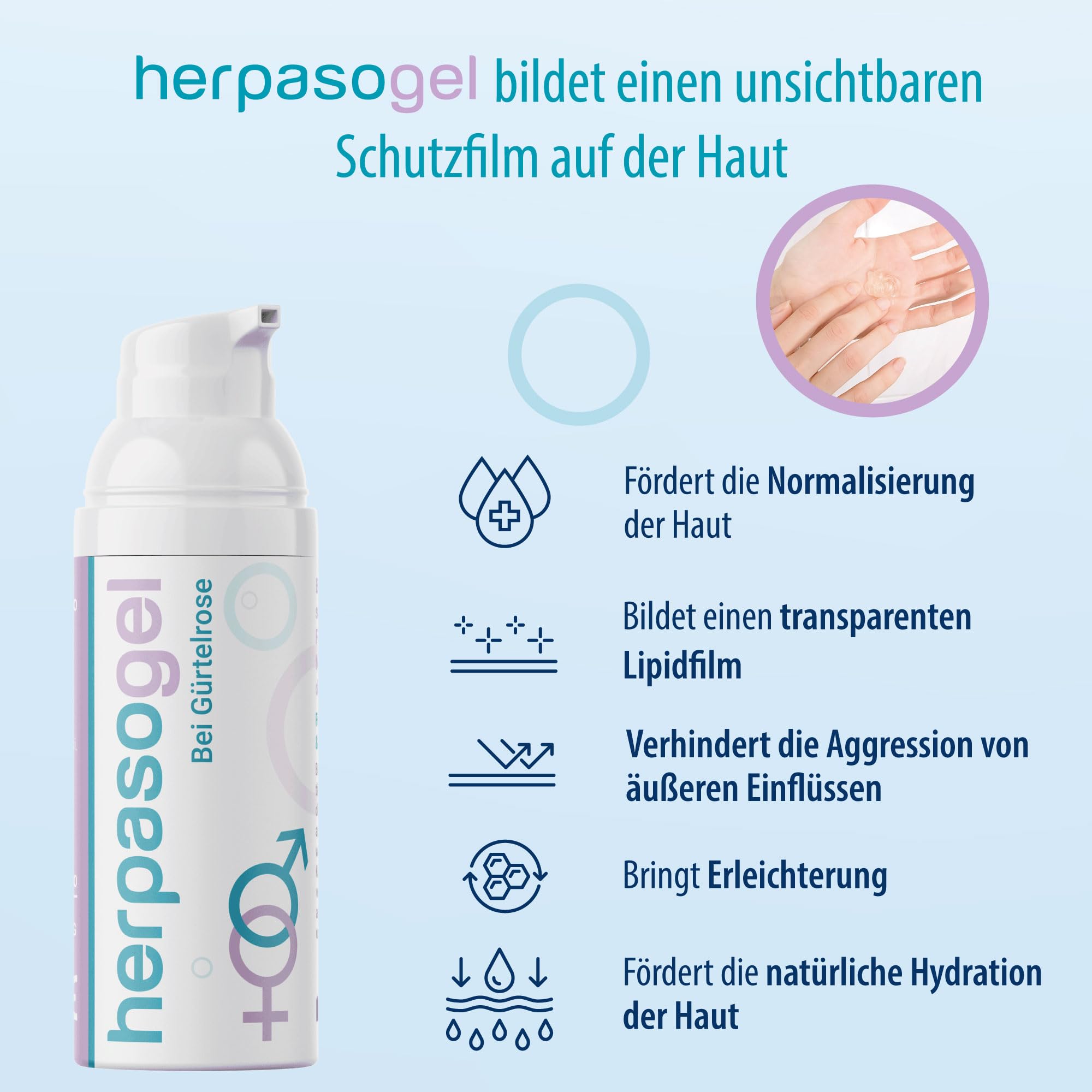 Herpasogel bei Gürtelrose | Fördert die Normalisierung der Haut bei Herpes zoster | Reich an natürlichen funktionellen Inhaltsstoffen