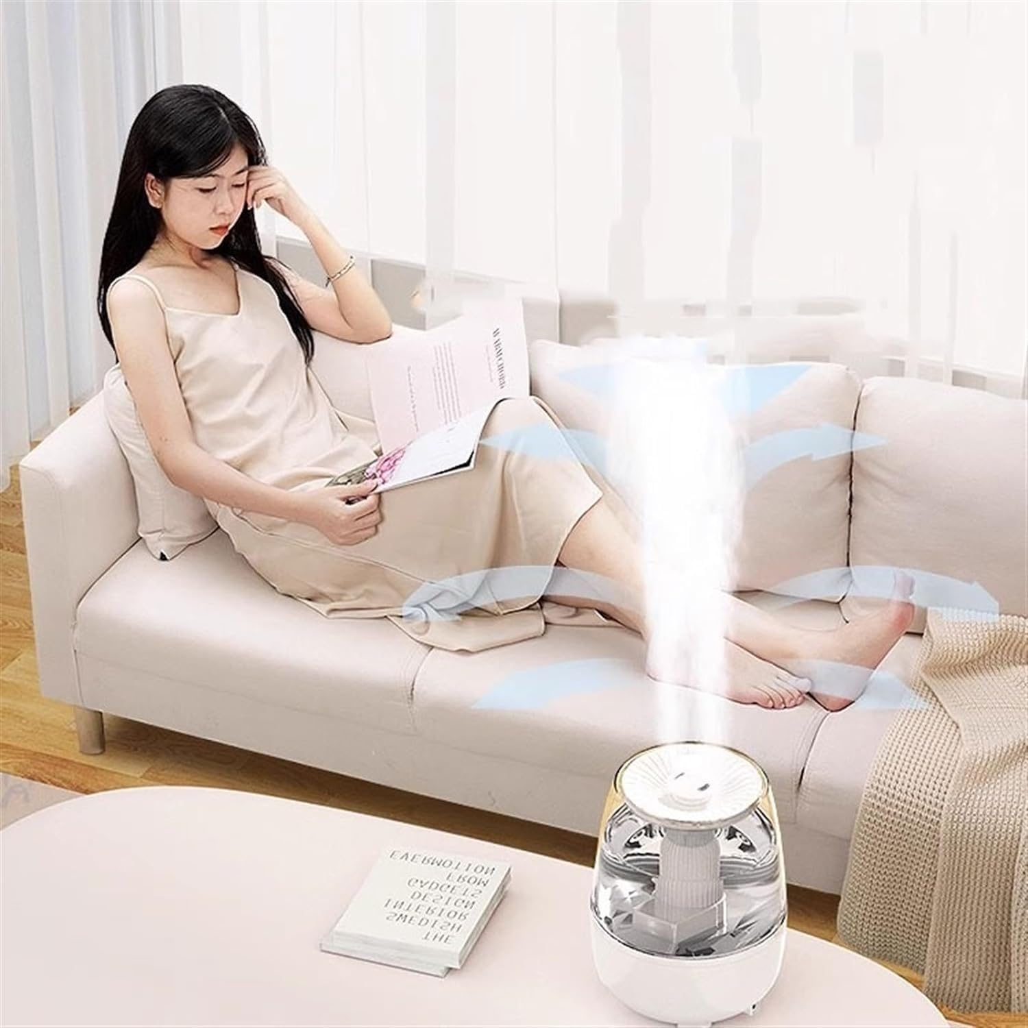 per Uso Domestico Umidificatori Umidificatore Invernale Casa Camera da Letto Idratazione Muta Idratante Spray Macchina Desktop USB Ricarica Purificazione Umidificatore d'Aria(White)