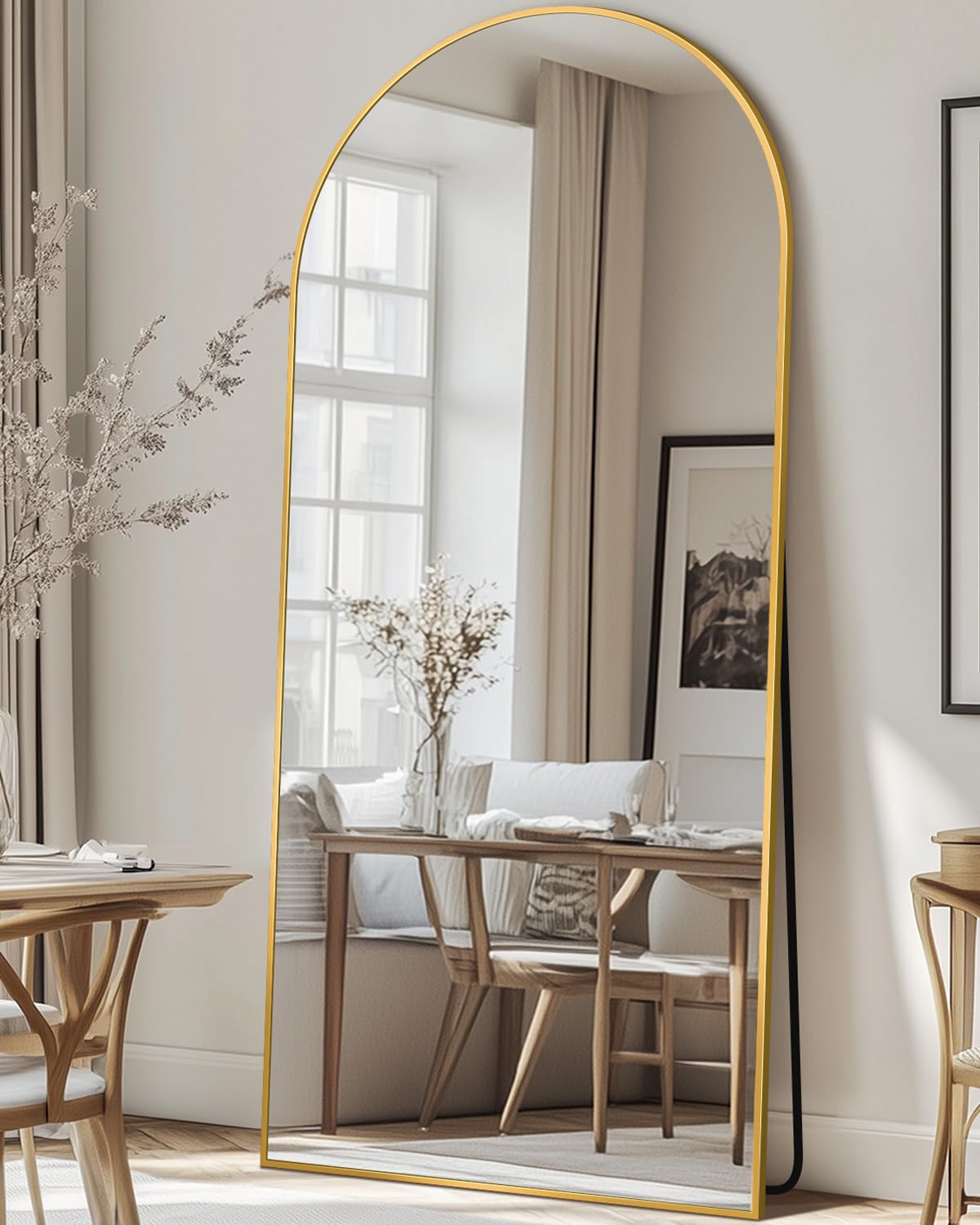 Antok 71" x26” Arched Full Length Mirror, Floor Mirror with Stand,Gold
