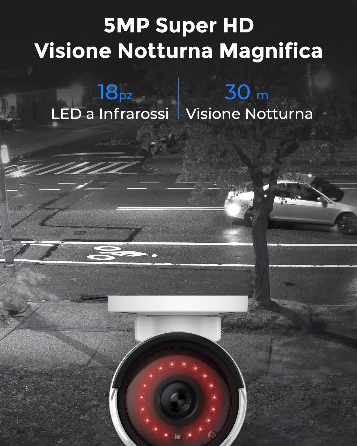 Reolink 5MP PoE Kit Videosorveglianza Esterno, 4K NVR 8CH 2TB + 4x 5MP Telecamera, Rilevamento di Uomo/Veicolo, Visione Notturna IR, Impermeabile IP67, Registrazione 24/7, RLK8-410B4-5MP (Bianco)