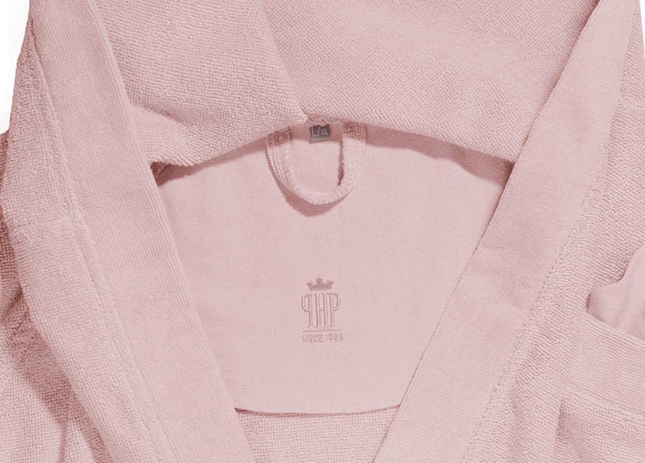 Accappatoio con Cappuccio in Morbida Spugna Tinta Unita Modello Joy Rosa L-XL Rosa