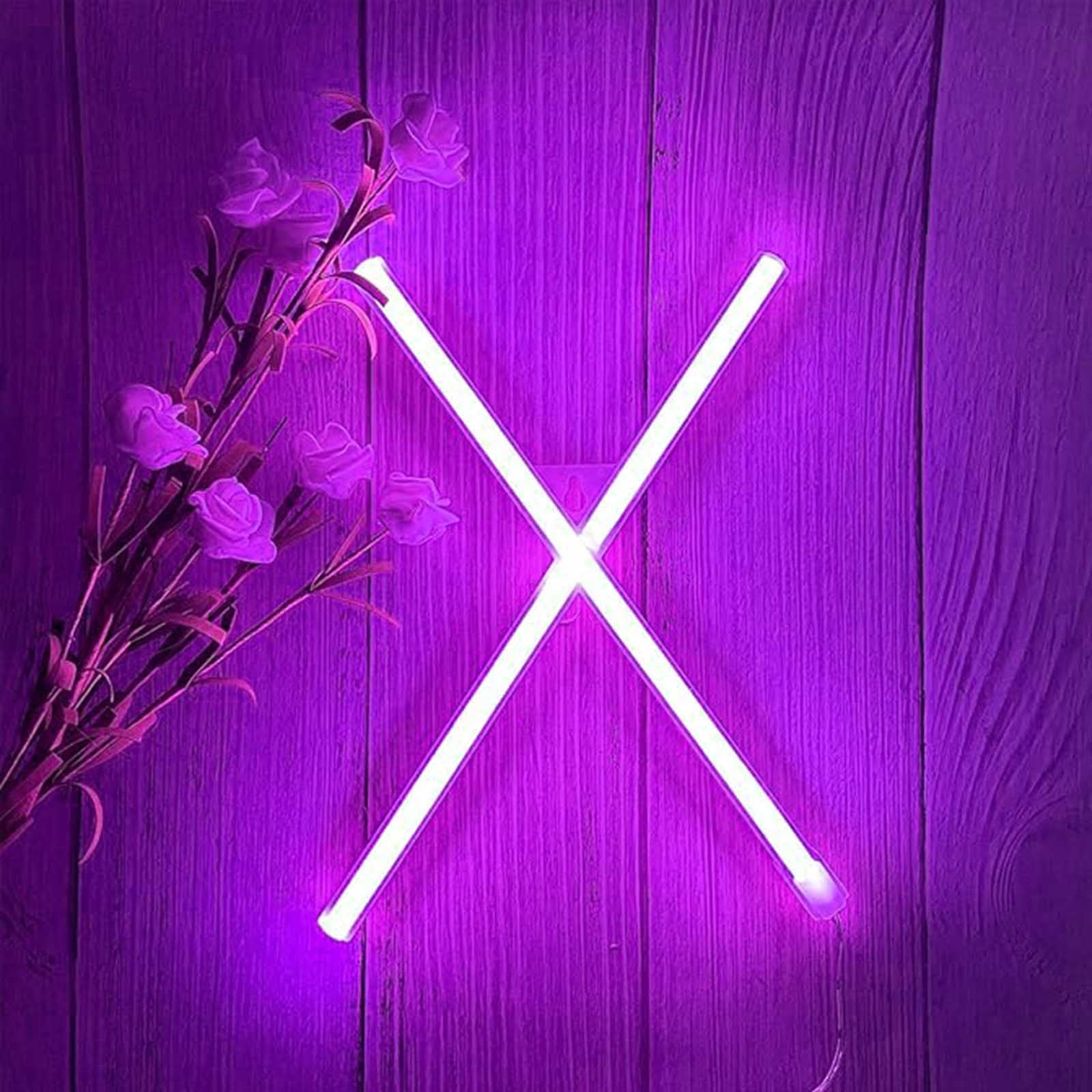 Decorative Purple LED Neon Sign Dual-Power USB/Battery - Customizable Text for Living Room Wall Wedding Venues Themed Parties Photography Lighting and Business Promotion(Letters X) — image 1