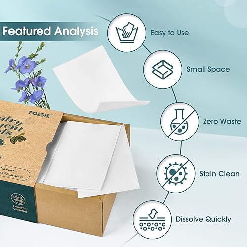 Miniatura 3 de Poesie Hojas de detergente para ropa sucia con múltiples aromas, 800 cargas, ideales para el hogar, dormitorio, apartamentos de viaje, ahorran