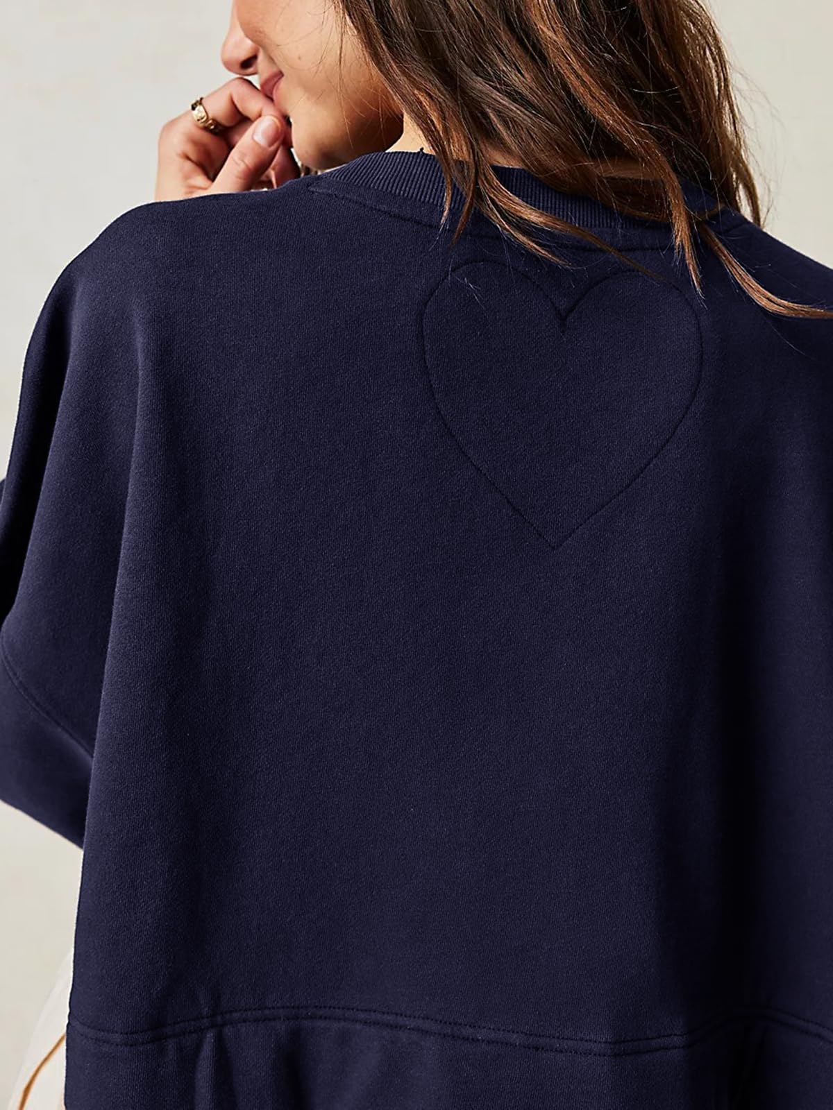 Dokuritu Vestido tipo sudadera para mujer, cuello redondo, manga larga, con retazos, sin botones, con vuelo, de gran tamaño, mini vestido