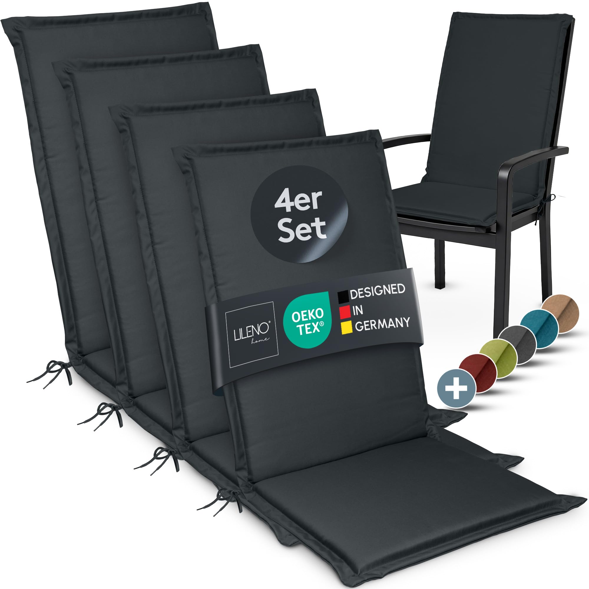 LILENO HOME Gartenstuhl Auflagen Bequeme Liegen als Sitzauflagen für Gartenmöbel - Stuhlkissen für Gartenstühle und Klappstühle Miami