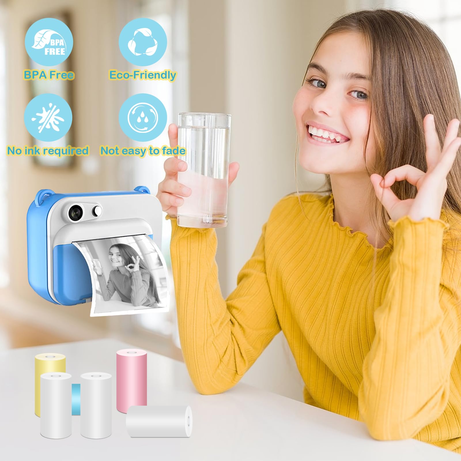 20 Rotoli Carta Termica Per Fotocamera Bambini - 57x25 Mm Senza Inchiostro - Foto 9