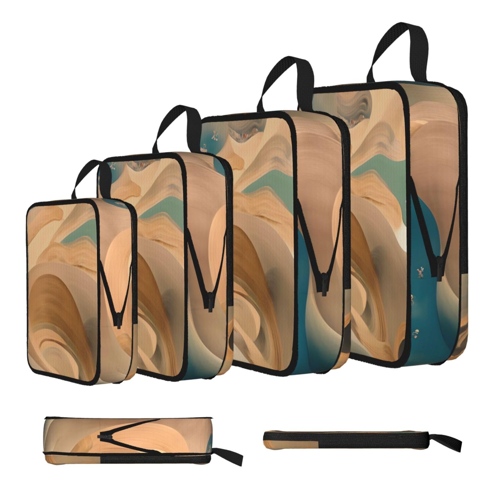Sxzvvbn Black Dunhuang Mystery Compression Packing Cubes 4 Piece Set