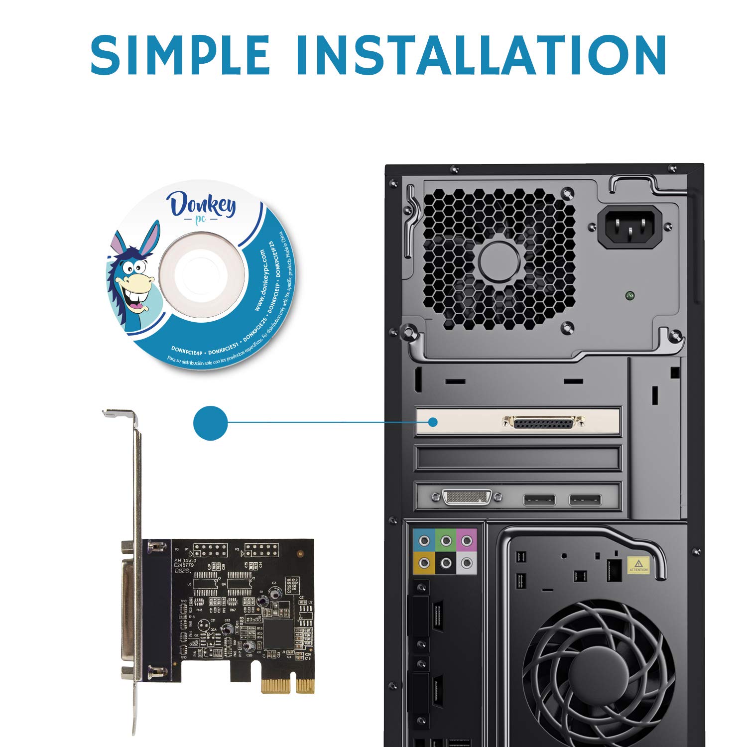 Carte PCI Express 1 Port Parallèle, Adaptateur d'Interface Interne Avec Transfert Jusqu'à 1,5 Mbps, Contrôleur de Port d'Imprimante DB25