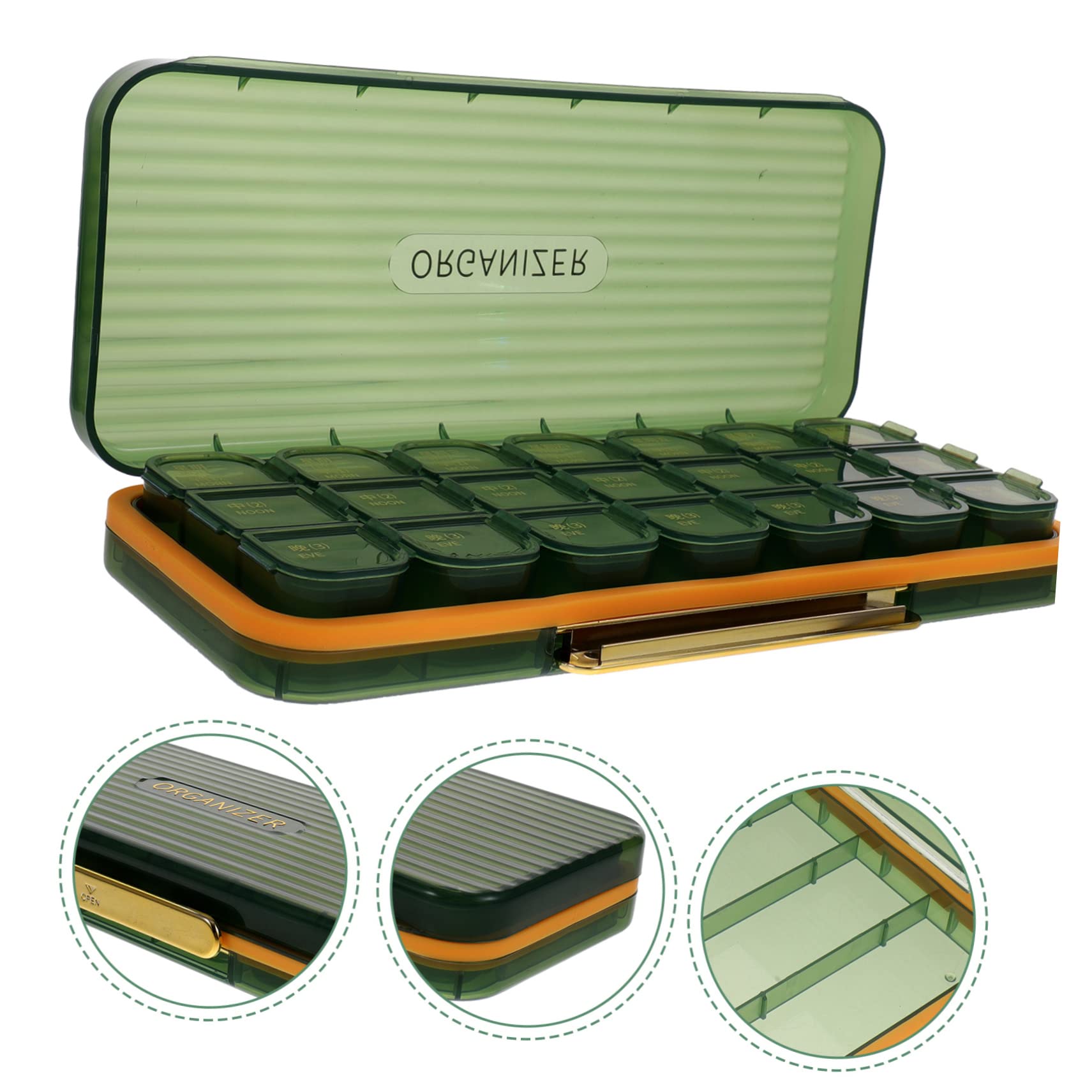 Anneome Tragbare Medikamentenbox mit 7 Tagen und 3 Fächern pro Tag Kompakt und Leicht aus Pp und Abs für Unterwegs mit Praktischem Multi Gitter Organizer