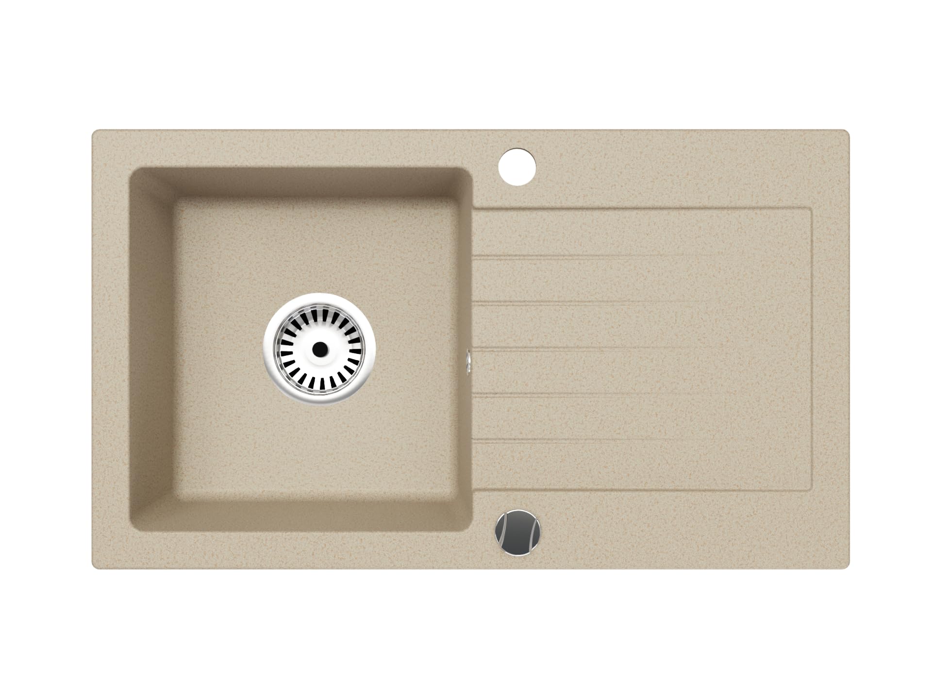 Faizee Home | Alisha Granitspüle 75x43,5 cm Beige – Hochwertige Küchenspüle aus Granit, kratzfest & hitzebeständig | Einbauspüle für Unterschränke ab 45 cm