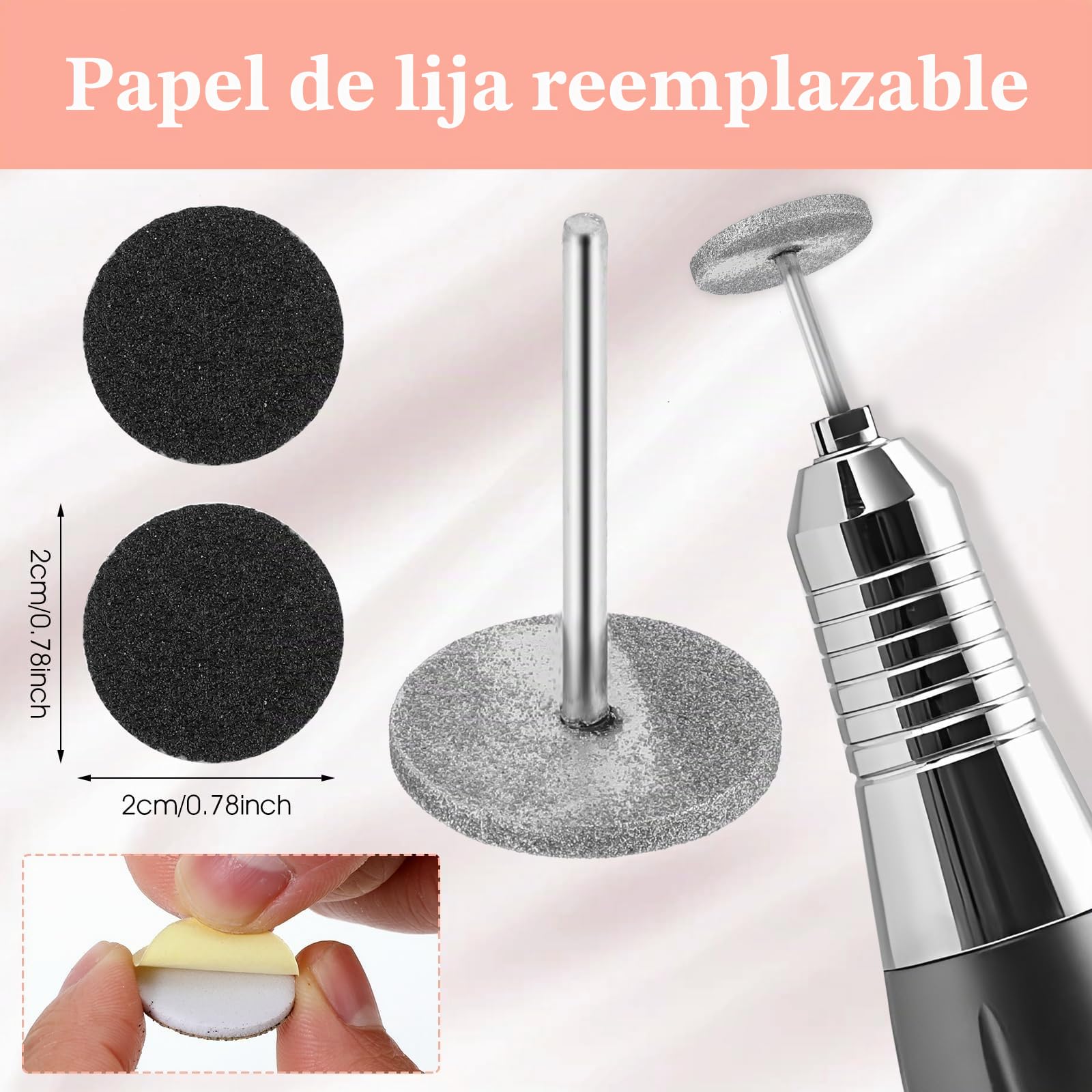 Andibro 2 brocas de disco de lijado para uñas, lima eléctrica para pies, discos removedores de piel dura, almohadillas de carburo de esmeril, almohadillas para quitar callos de pedicura, papel de lija
