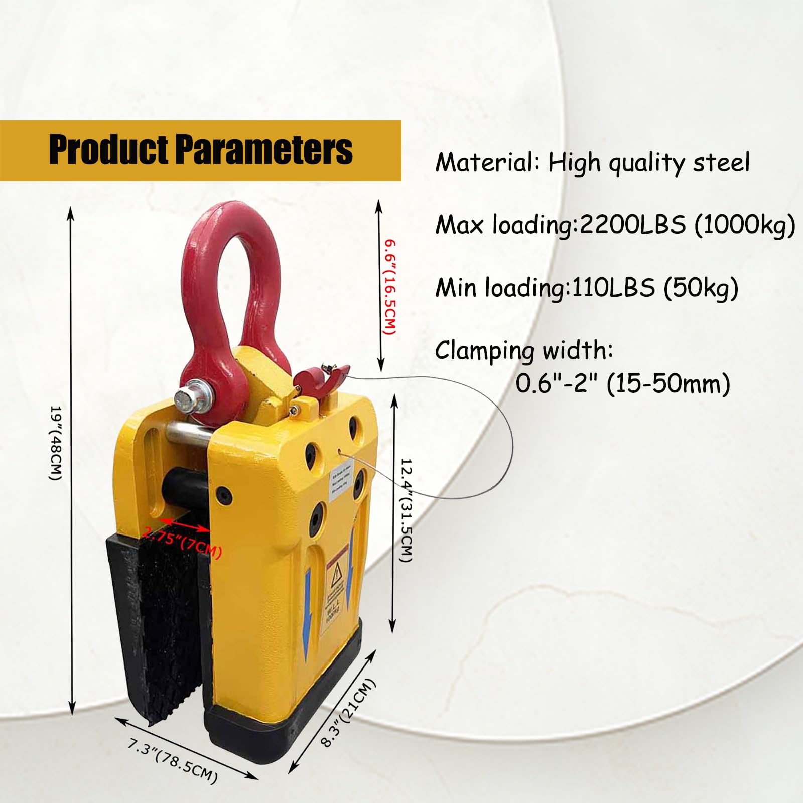 PreAsion Stone Slab Lifting Clamp loading 110LB to 2200LB Heavy Duty Stone Carrying with Clamps Width 0.6