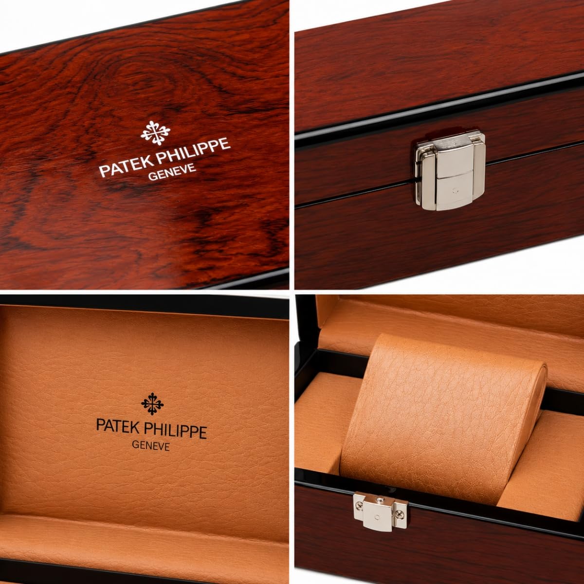 Custodia Porta Orologio in Legno Scatola Orologio da Tavolo con Cuscino Interno Coperchio a Cerniera Profilo Ordinato per Patek Philippe Nautilus