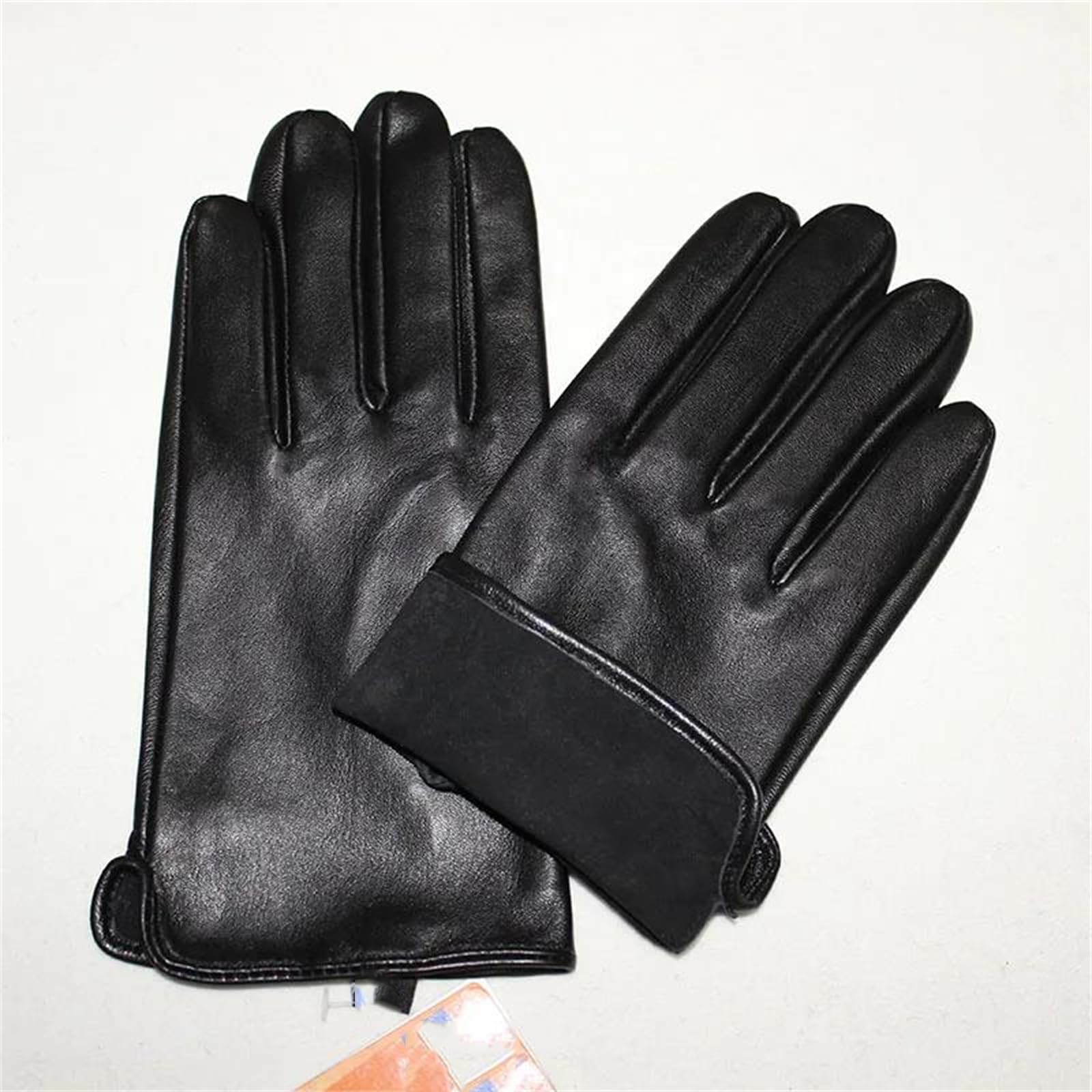 Guantes de piel de oveja auténtica para hombre, delgados, sin forro, para pantalla táctil, mensajes de texto, verano, al aire libre, conducción