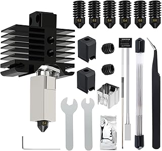 YOTINO 38 Stück P1P, P1S Hotend Komplett-Set für 3D-Drucker P1 Serie, P1S Hotend Kit mit 0,2/0,4/0,6 mm Hardened Steel Düse aus gehärtetem Stahl, Silikon Socke,Thermistor, Reinigungsnadeln