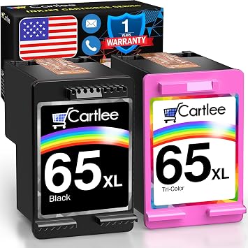 خراطيش الحبر المعاد تصنيعها من Cartlee استبدال HP 65XL 65 XL لـ DeskJet 2600 2622 2635 2652 2655 3700 3720 3722 3752 3755 Envy 5000 5052 5055 AMP 100 طابعة كومبو 2 سوداء ولونية