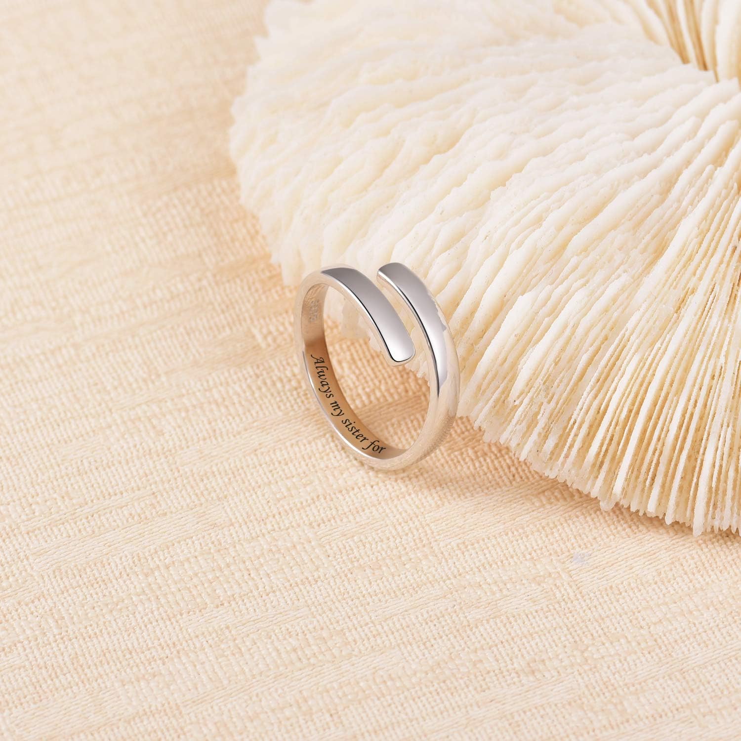 BEILIN 925 Sterling Silver Inspirational Jewelry Rings Adjustable Ring Personality Encouragement Gift for Teens Women