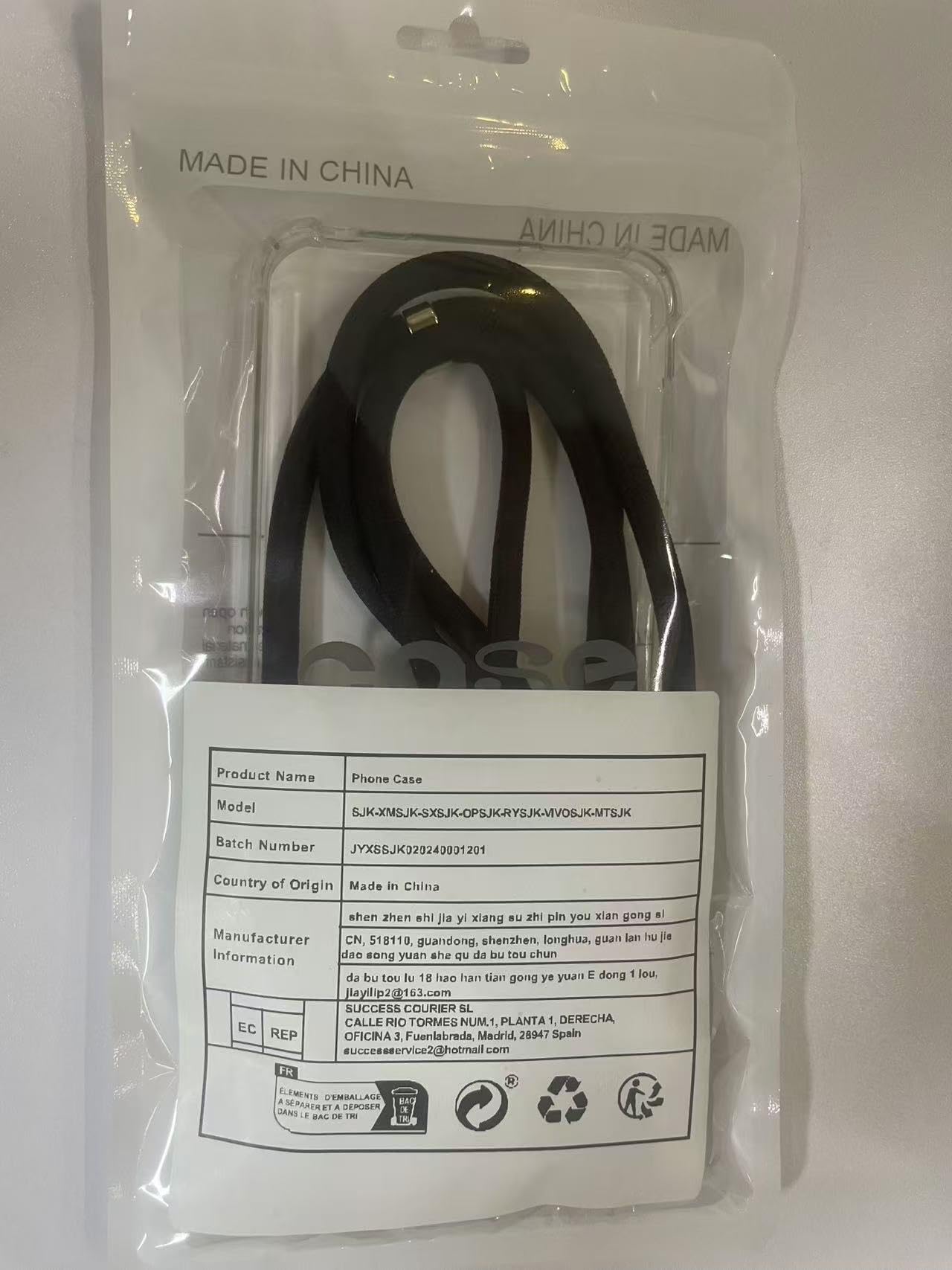 Custodia Con Cordino Per Oppo A57/A57s, Cover Collana In TPU Morbido Trasparente, Vetro Temperato Incluso, Anti Smarrimento, Nera, Regolabile