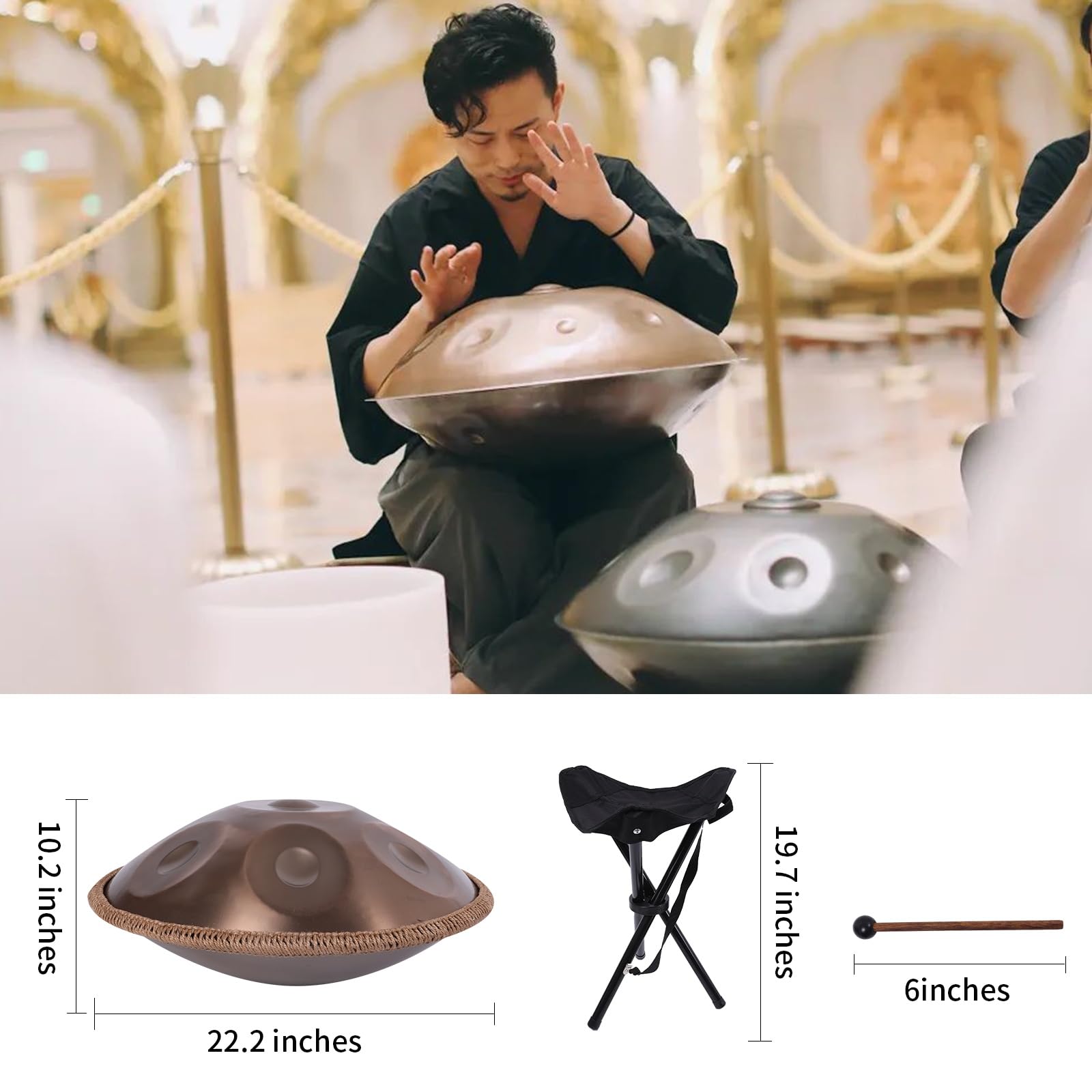 Amazon | ハンドパン 55.9 cm D マイナー クルド ハンドパン 9 ノート