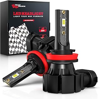 WAYRANK H11 LED Headlight Bulbs, 60W 12000LM Wireless H11 LED Bulb, H8/H9/H16 LED Fog Light Bulb, 6000K White, Pack of 2