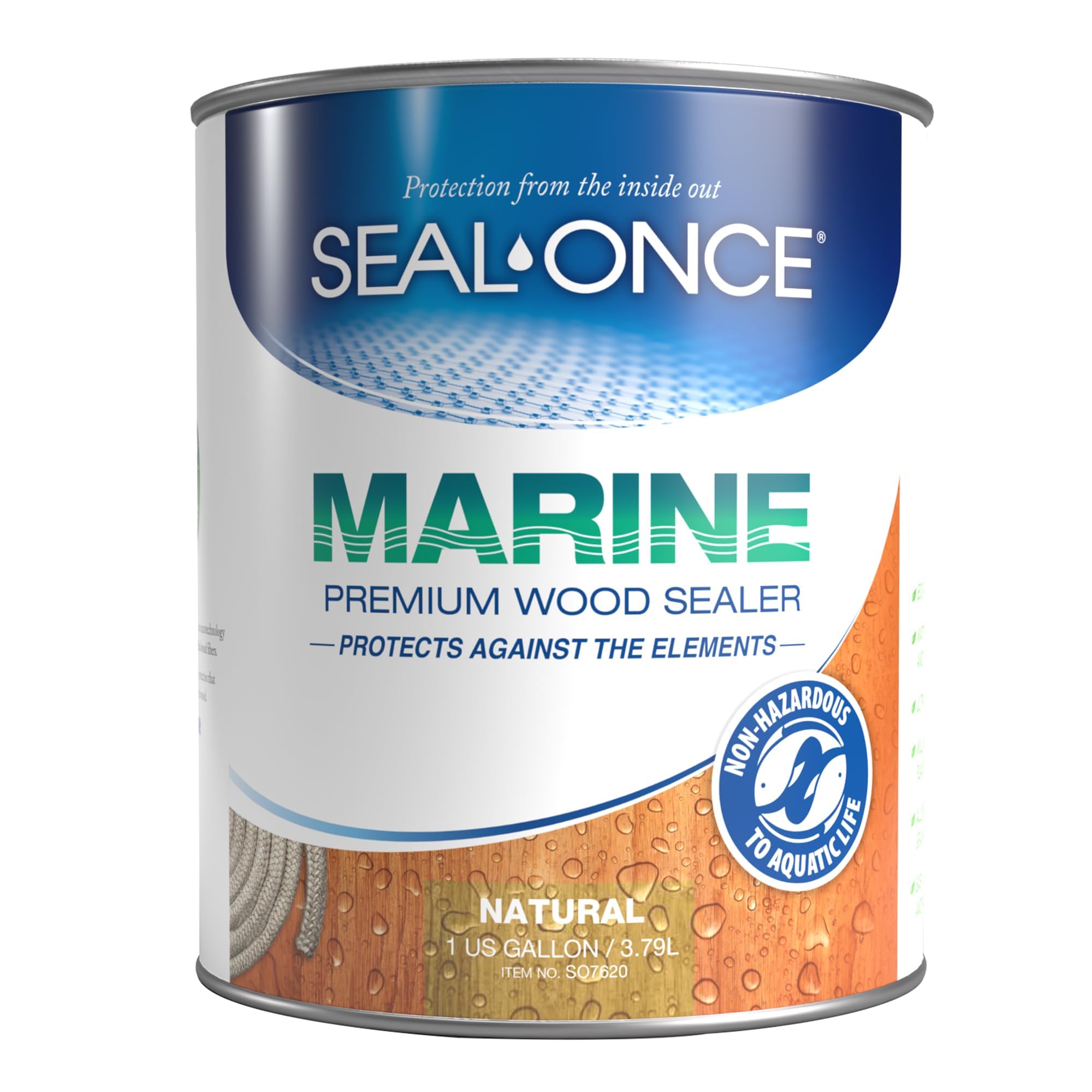 Seal-Once Marine Waterproof Wood Sealer and Stain, Natural, 1 Gallon