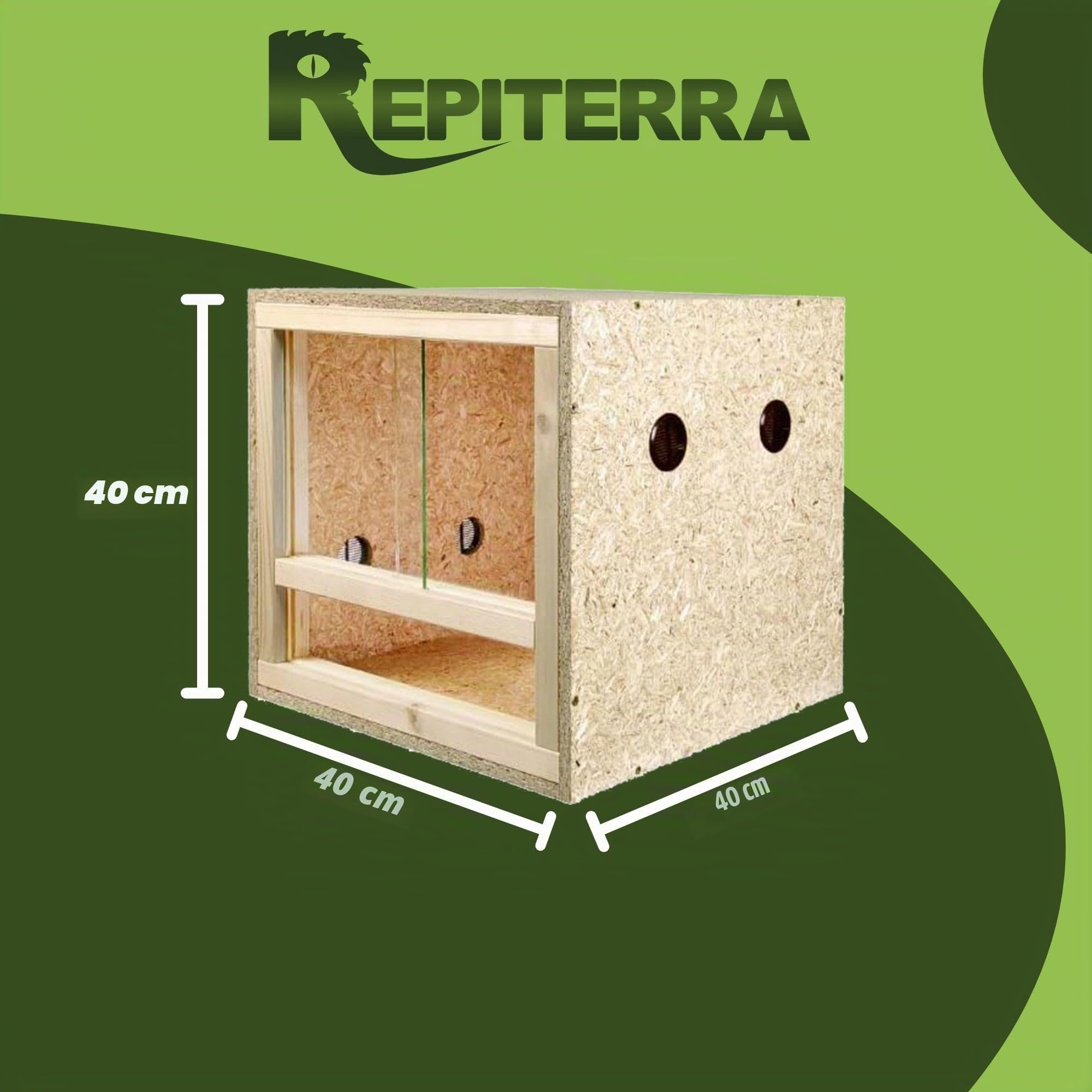 Terrario de tamaño grande de madera para reptiles, para interiores, parte frontal con ventilación, para serpientes y lagartos, 11, 11