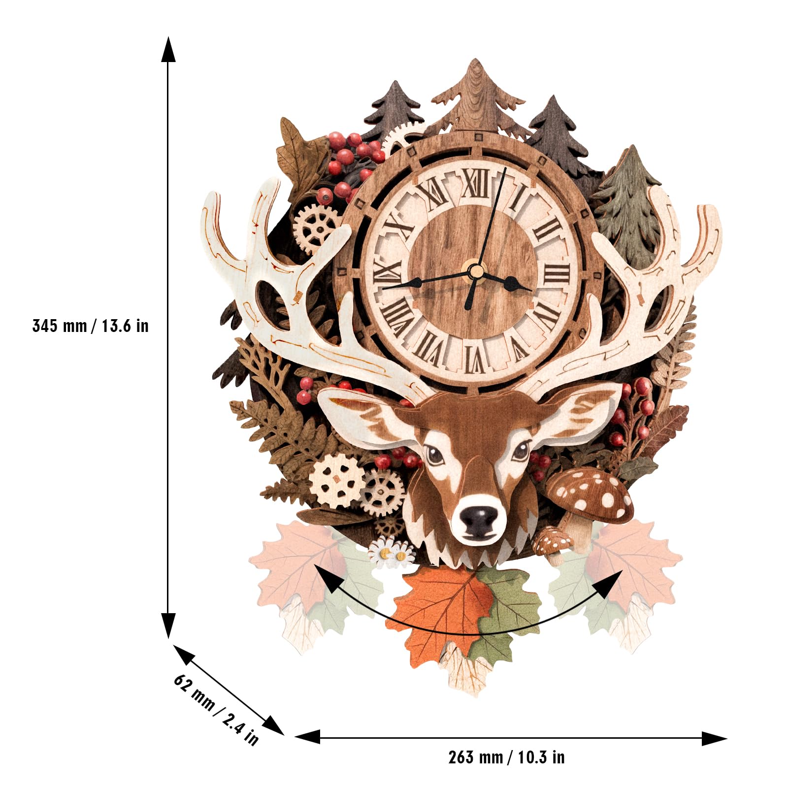 3D Wooden Reindeer Clock Puzzle - Build & Decorate -2