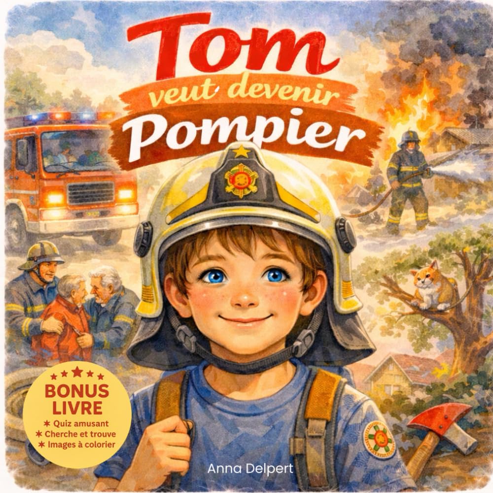Tom veut devenir pompier: Une histoire illustrée avec jeux, coloriages et cherche-et-trouve pour apprendre le courage et la solidarité dès 4 ans