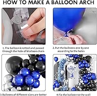 Vista 4 de Kit de arco de globos azules, 105 globos de cumpleaños de 5, 10, 18 pulgadas, kit de guirnalda azul negro con globos plateados metálicos, arco