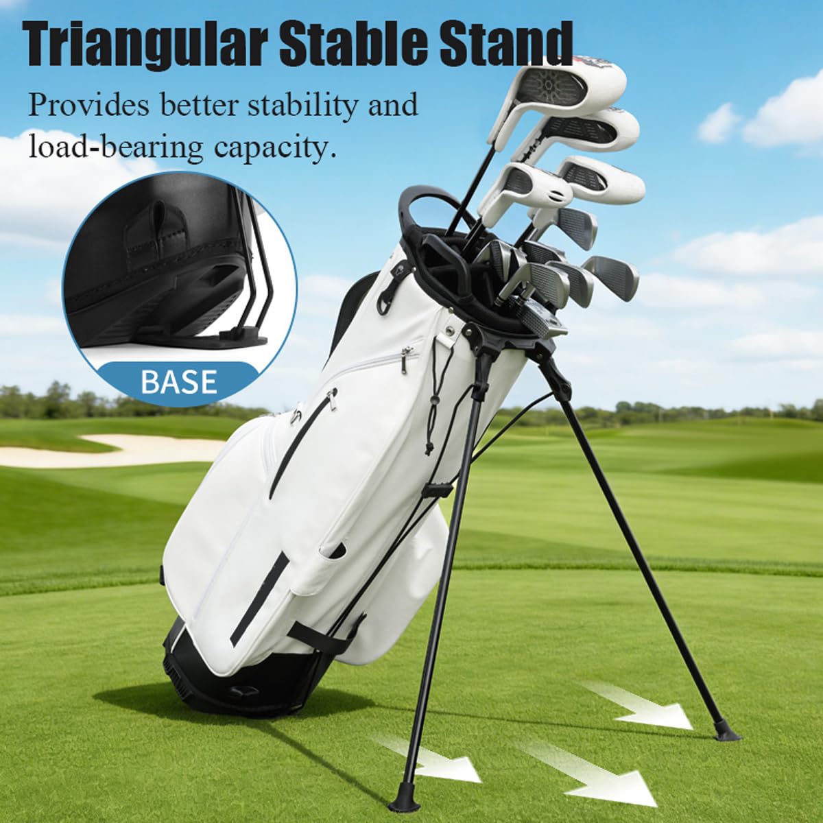 LANGWEI Golf-Standbag, Hochwertiges, Leichtes Golfbag Aus Mikrofaserleder Mit Ständer, 7-Fach Unterteiltes Schlägerbag Mit Gepolstertem Doppelgurt Für Die Driving Range
