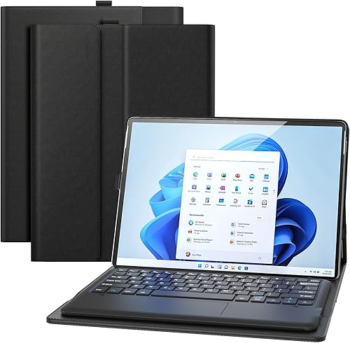 MoKo Funda de teclado para Microsoft Surface Pro 8 2021 Pro X 13 pulgadas pantalla táctil cubierta de poliuretano con teclado Bluetooth inalámbrico