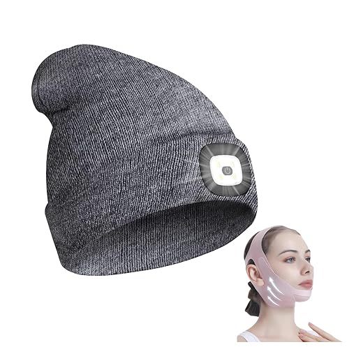 PRAVETTE Unisex Beanie with Light Gifts for Men Dad Father Husband USB Rechargeable Hands Free LED Headlamp Cap Mens Gifts