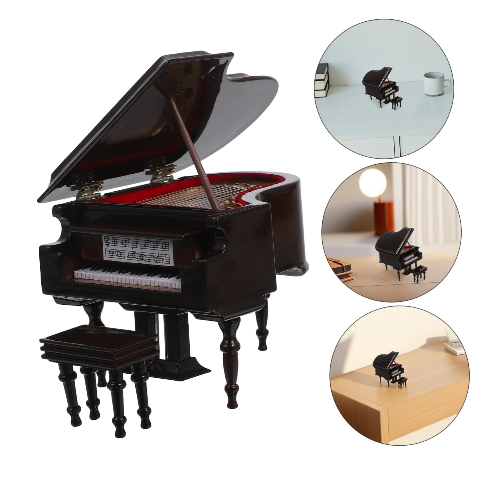 Didiseaon Pianoforte Piccolo in Miniatura Decorativo Sgabello per Casa delle Bambole Strumento Giocattolo per Arredamento e Appassionati di Musica
