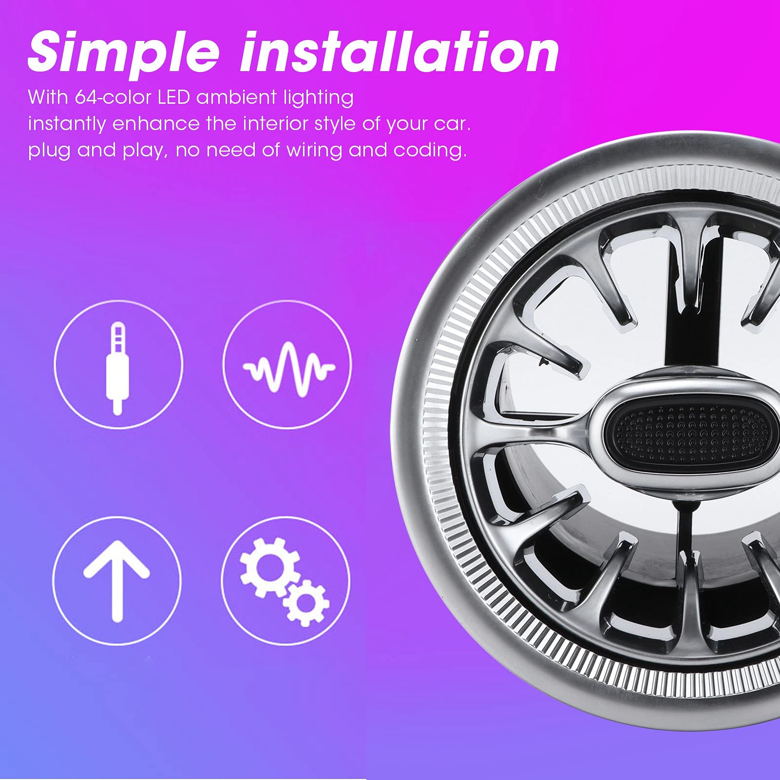 Kit de ventilación de Aire de turbina LED 64 Color de luz Ambiental Delantero para la Clase Mercedes S W222 2018 2020 ABS PC Material Play 6pcs