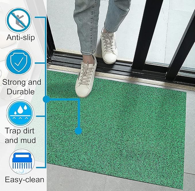 Image of PVC Cushion Floor Mat - Durable, Waterproof Door Mat for Main Door Entrance, Anti-Skid Outdoor Mat for Home & Office, Ideal for All-Weather Use [Size 2x3 Feet, Color Green Black]