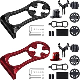 XTUDOU® Bicycle Computer Mount, Aluminium Alloy Stem Mount 31.8 mm Bicycle Computer Handlebar Mount with Adapter for Garmin, Bryton, Cateye, Bicycle Lighting, Camera (Black/Red)