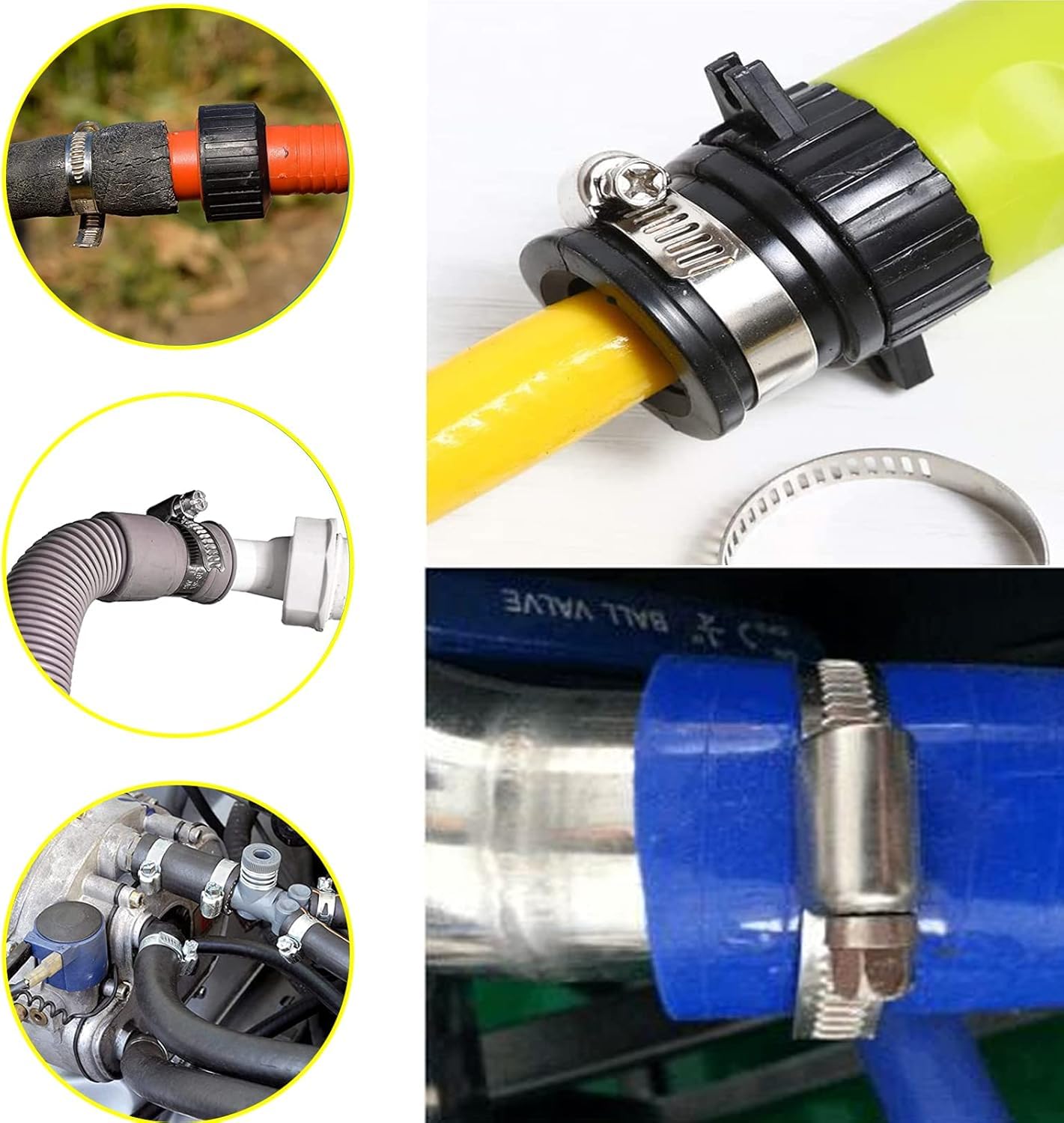 Fascette stringitubo 8-16 mm, 10 fascette regolabili in acciaio inox 304, fascette stringitubo, fascette stringitubo antiruggine, per tubo della benzina, tubo diesel, tubo dell'acqua, tubo del gas per
