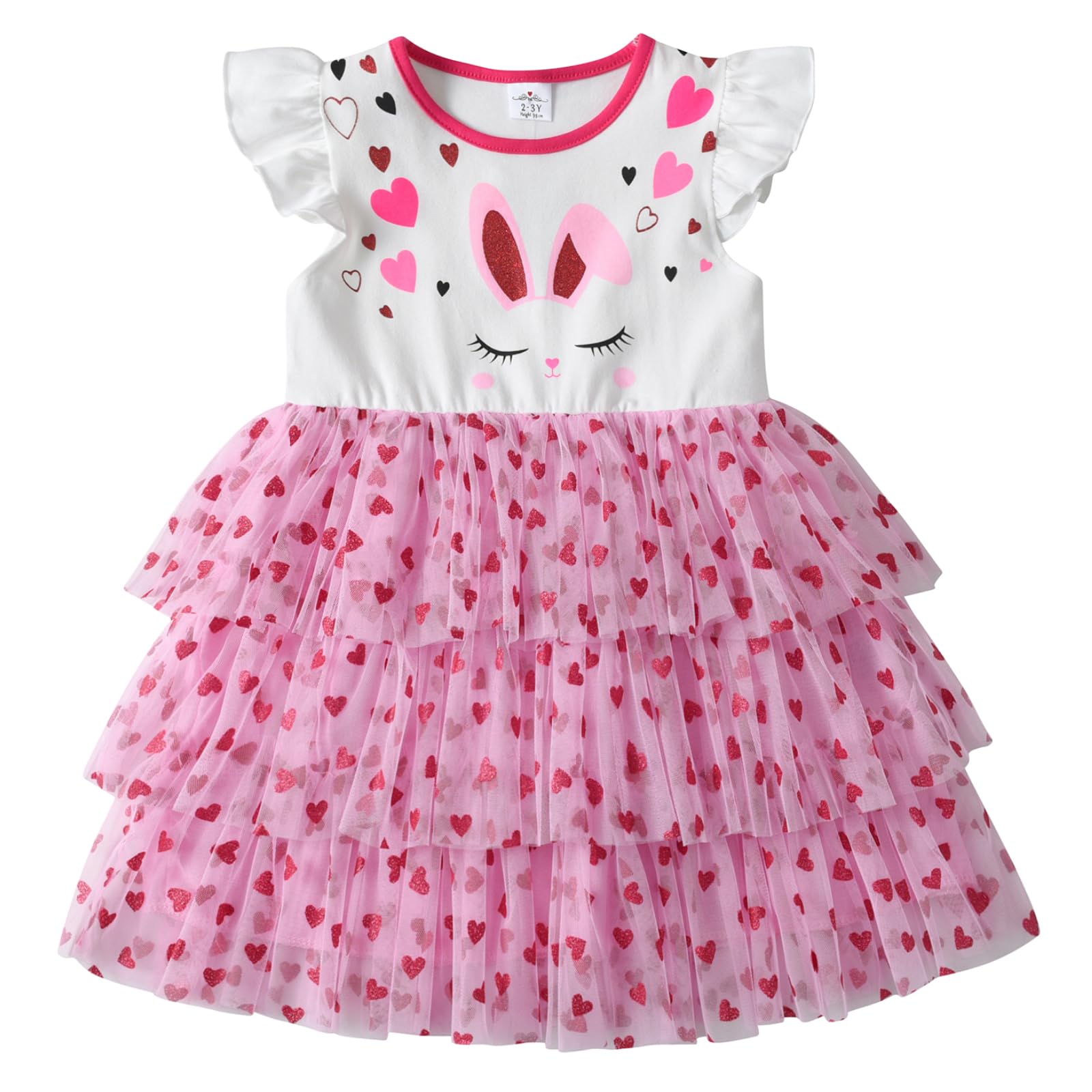 DXTON Toddler Girls Tutu Dresses Summer Short Sleeve Tulle Birthday Party Sundress for 3-8 Years