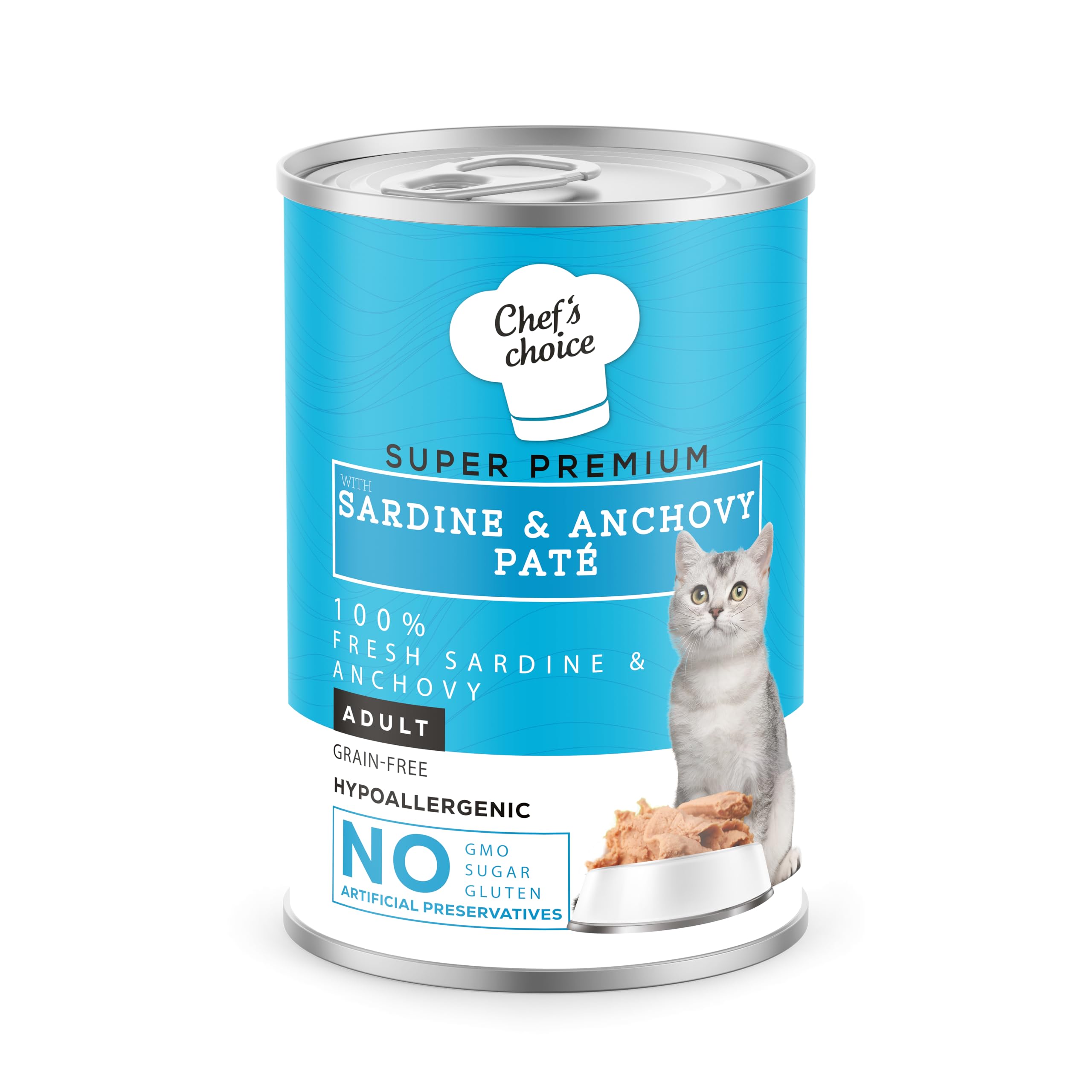 Prochoice Chefs Choice Yetişkin ve Yavru Kediler İçin, Tahılsız, Hipoalerjenik, Sardalyalı & Hamsili Ezme 400 gr x 12 adet