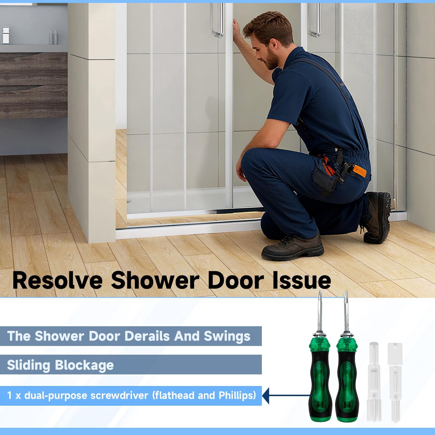 4 Pack Shower Sliding Door Bottom Seal Guide White Nylon Compatible with Glass Sliding Shower Door Systems
