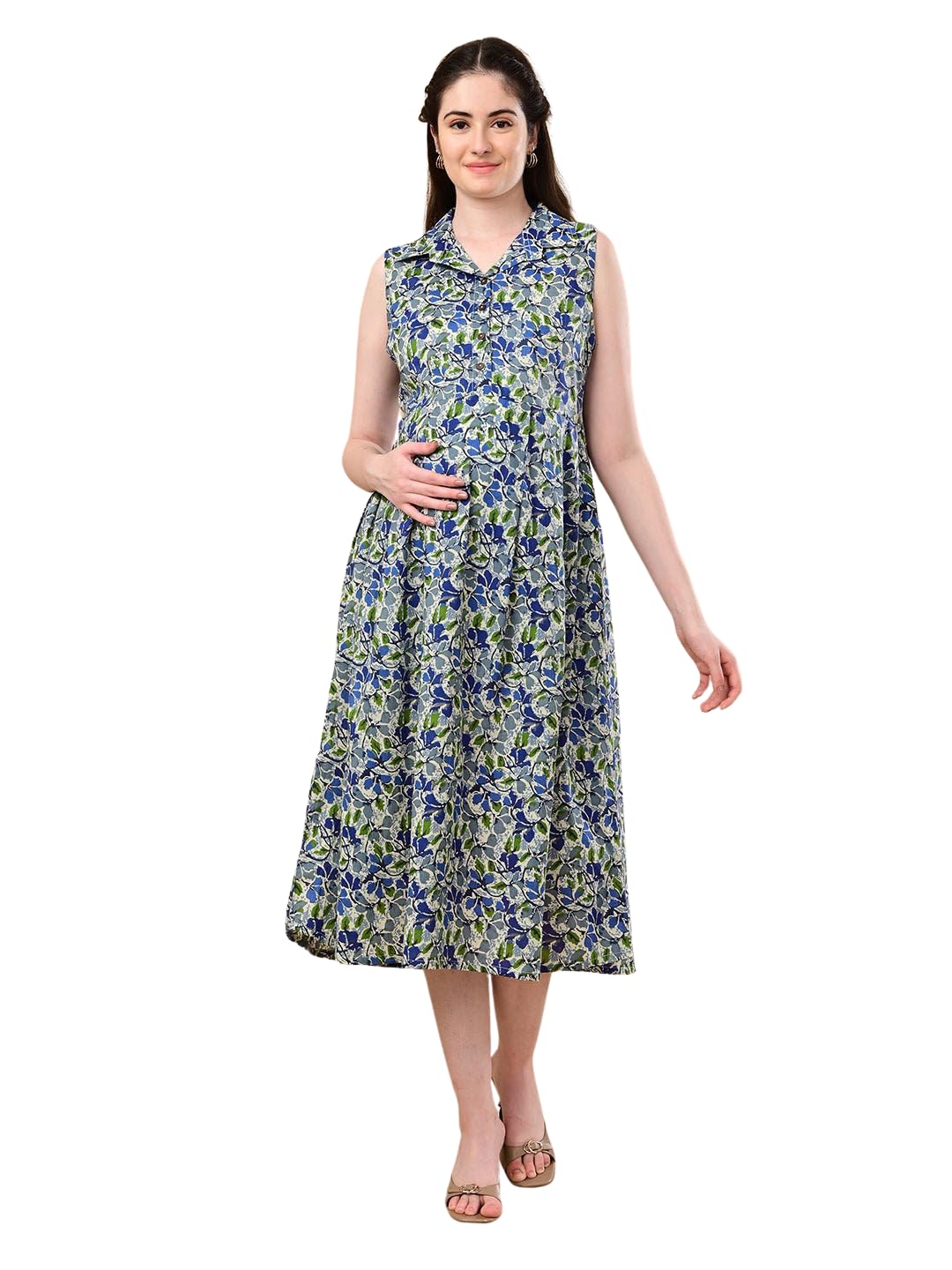 the mom store Maternity and Nursing Sleeveless Dress for Women | Casual Dress | Pre and Post Pregnancy Wear | Printed Stylish Dress for New Mom | Trendy Dresses for Women's-picture-37