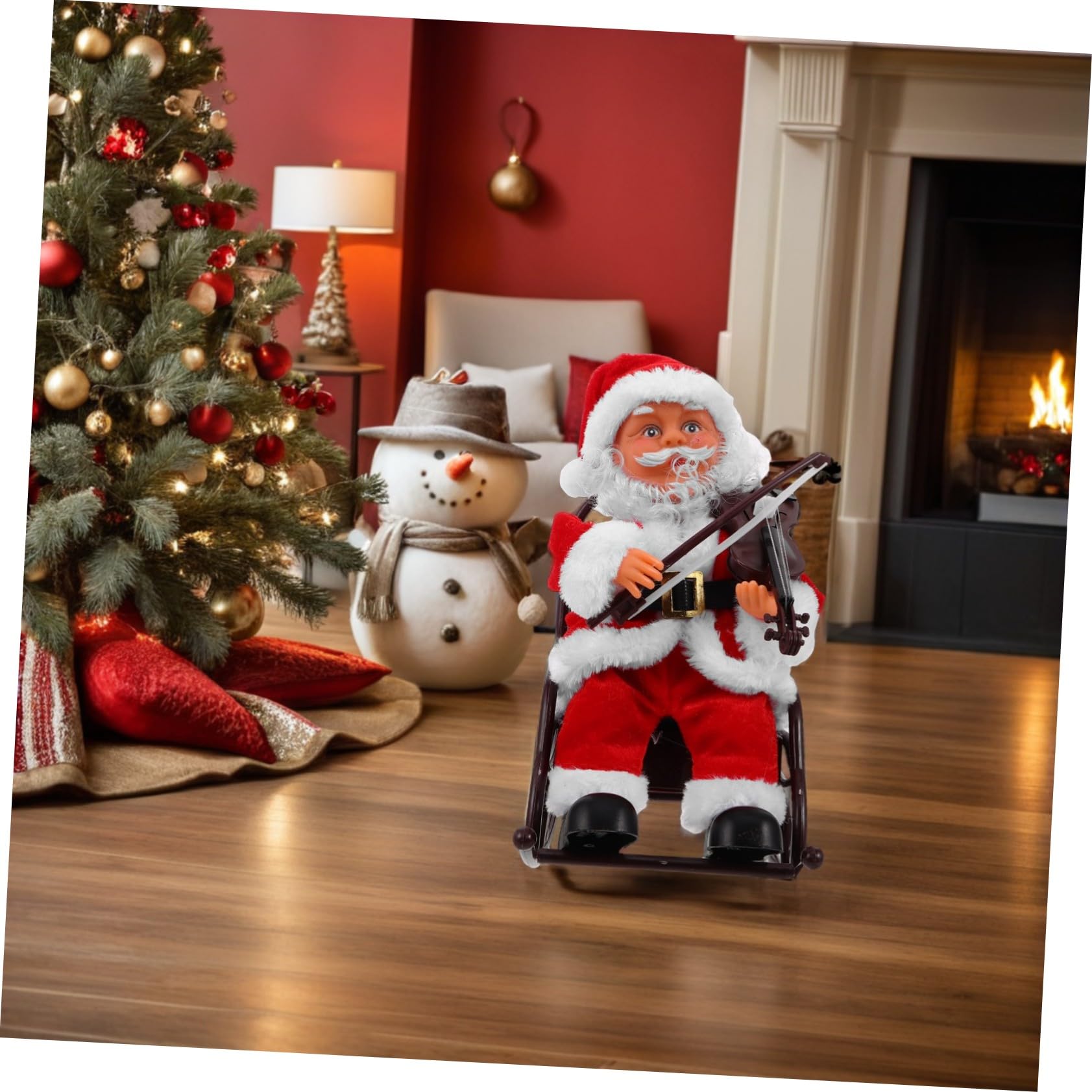 SUPVOX Juguete de Papá Noel Eléctrico con Música para Fiestas Navideñas Figura Decorativa de Papá Noel con Instrumento Musical para Repisa de Mesa