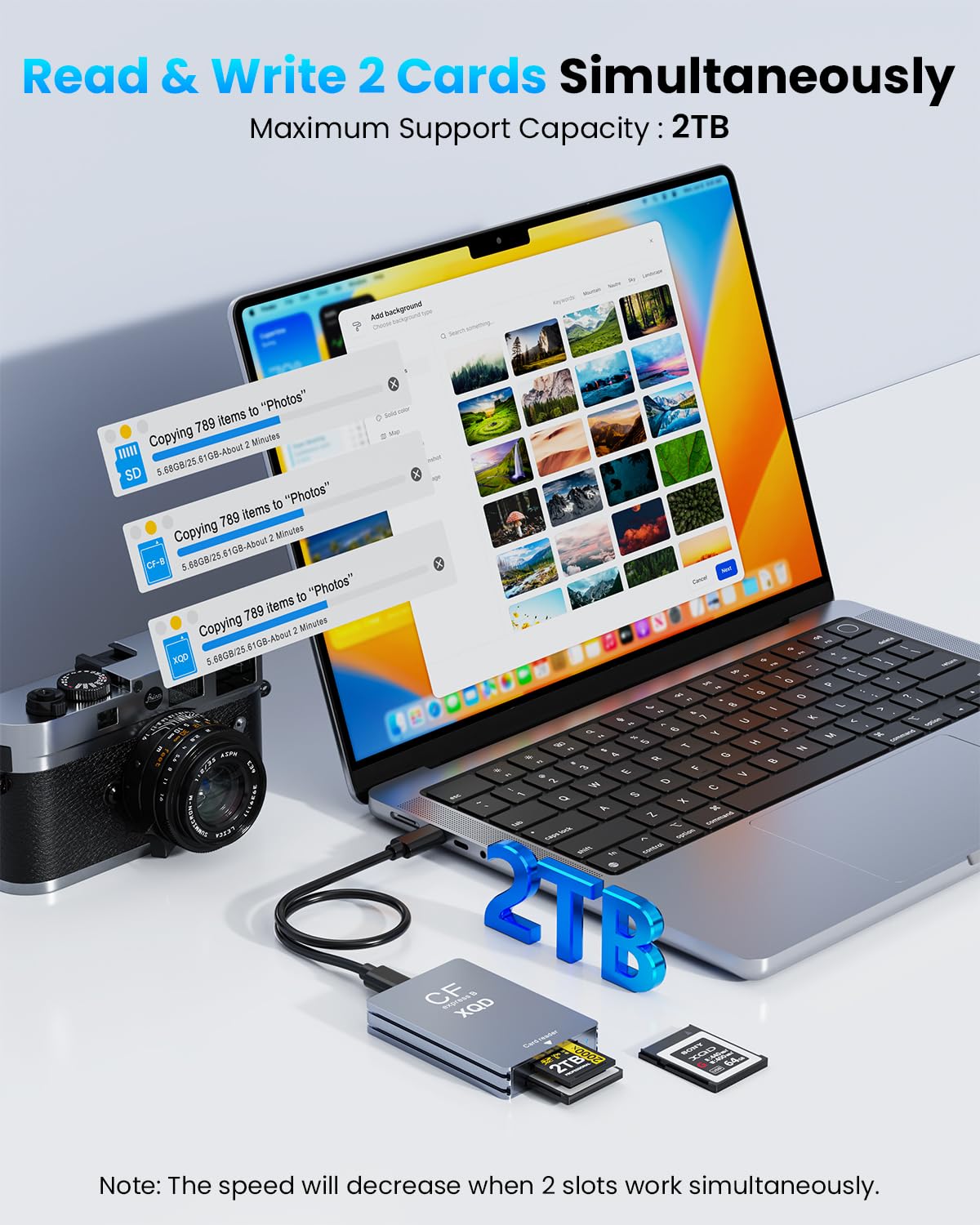 CFexpress Type B & XQD & SD Kartenleser USB-C & USB-A, 10 Gbit/s USB 3.2 Gen2 [Aluminiumgehäuse & Robustes Kabel] CFexpress Type B/XQD/SD Speicherkartenleser Adapter für Windows/Mac/Linux/Android
