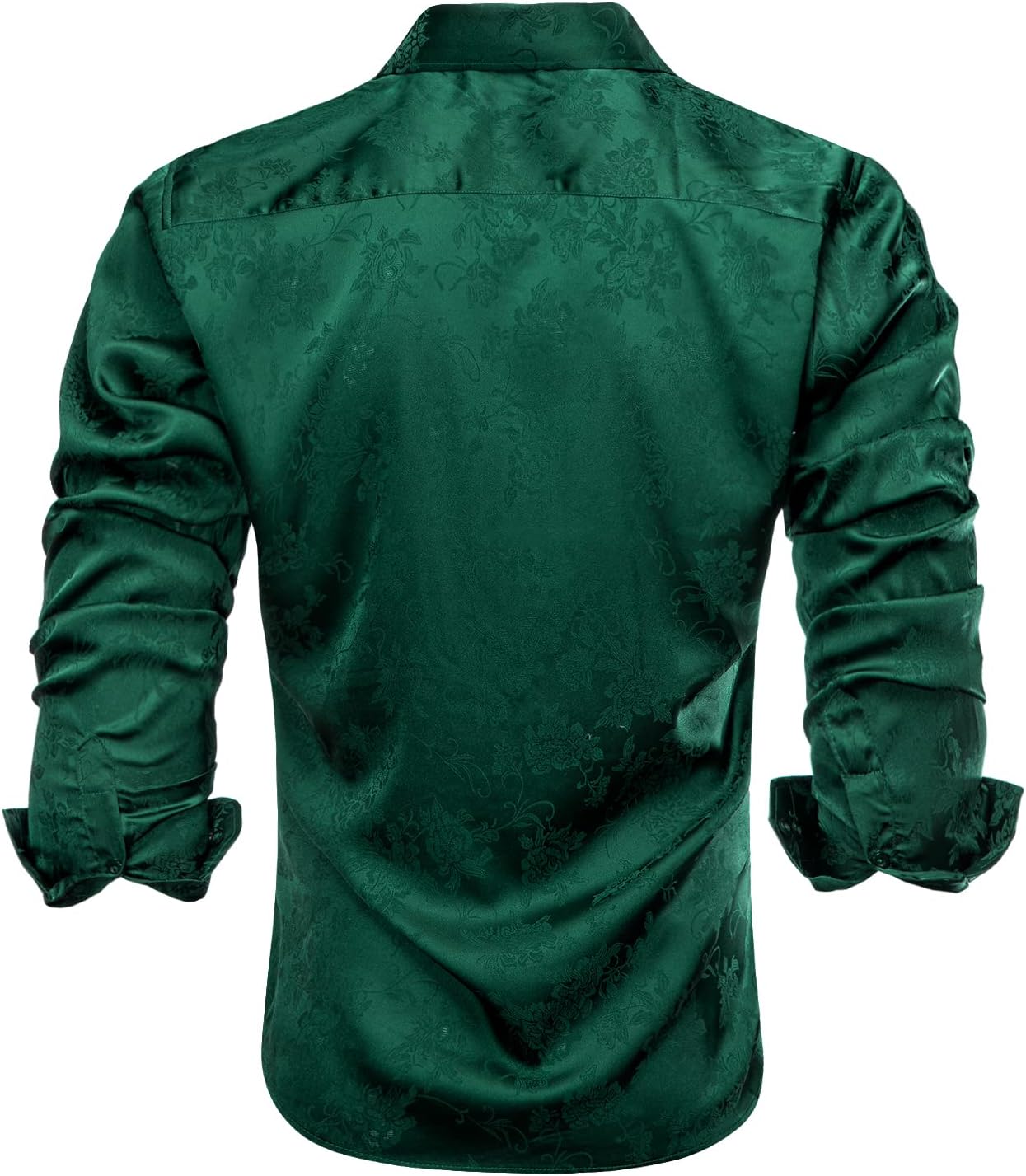 Hi-Tie Mens Forest Green Dress Shirts Floral Long Sleeve Formal Shirts for Men Button Down Regular Fit Party Wedding - Image 2