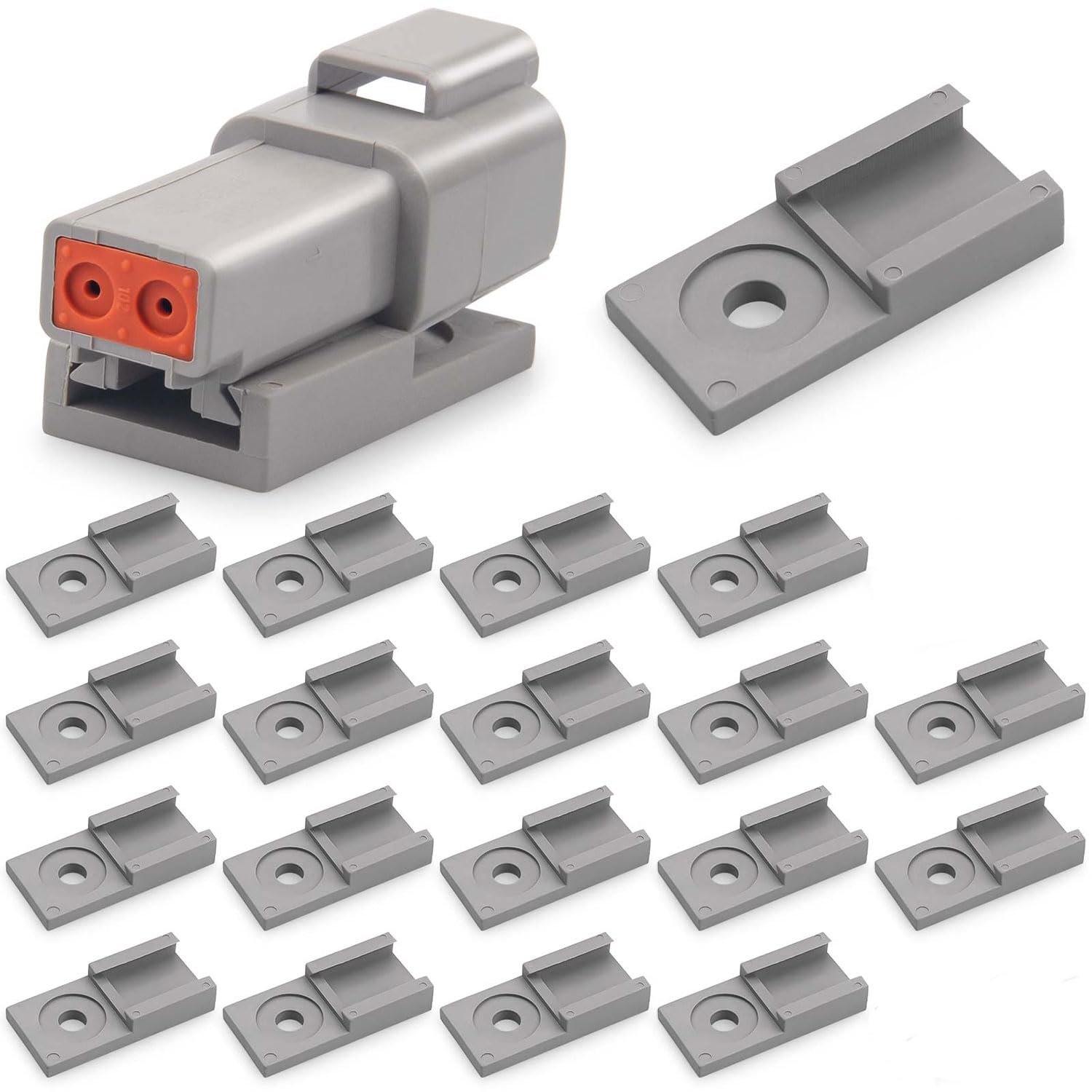 JRready ST6354 Deutsch Circular Connectors Accessories Kit,20 pcs Mounting Clips for Deutsch DTM, DTP, DT DTHD Series Size 2/3/4/6/12 Pin Connector with Work in Car Connector Accessory