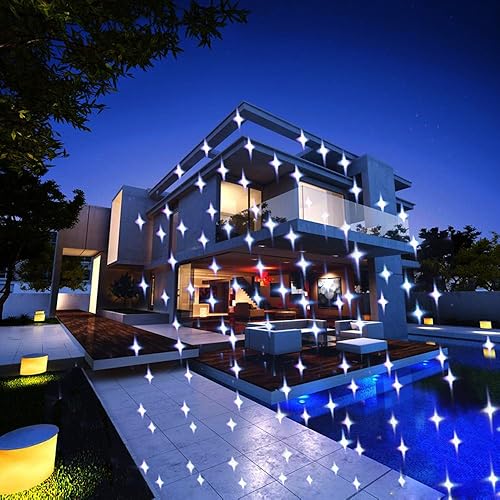 Miniatura 4 de LedMAll Movimiento Nieve Otoño Espectro Completo Efectos Estrella 7 Color Blanco Láser Luces de Navidad Luces Decorativas Control Rem