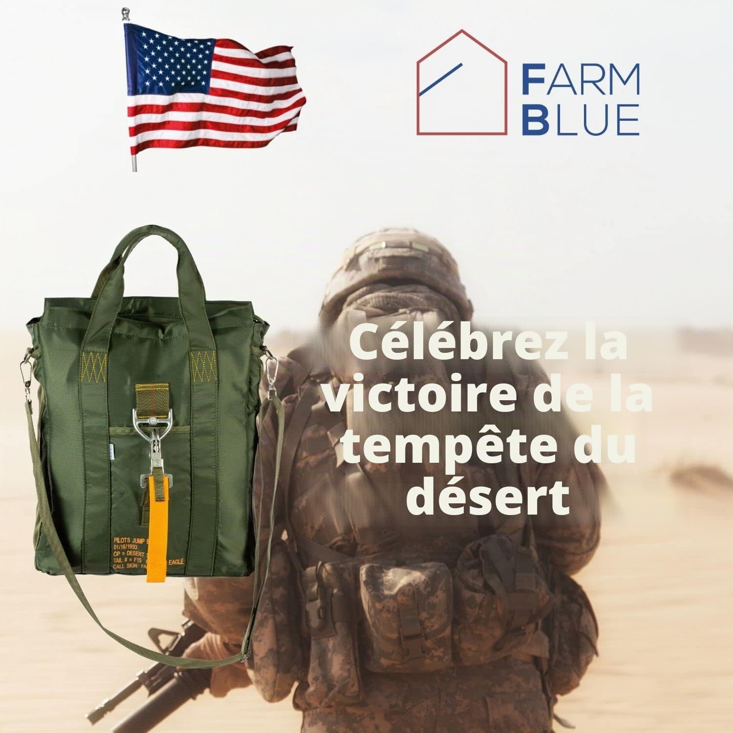 Farm Blue Sac de vol tactique - Sac de casque de pilote de parachute aviateur - Style militaire