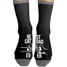 Best Cat Dad Ever Socks - Black Crew Socks for Men, Funny Dad Gifts for Father, Birthday, Fathers Day, Christmas